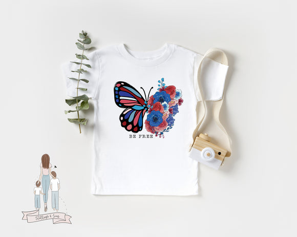 Be Free Floral Butterfly 4th of July
